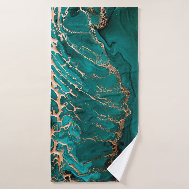 Fluide acrylique. Fluide vert foncé en oc abstrait (Serviette de bain)