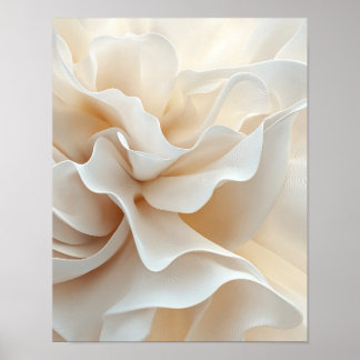 Fluide Blütenwellen in Creme-Portrait #3 Poster