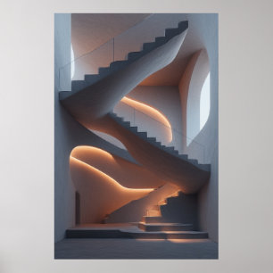 Fluide Eleganz: Eine skulpturale Wendeltreppe Poster