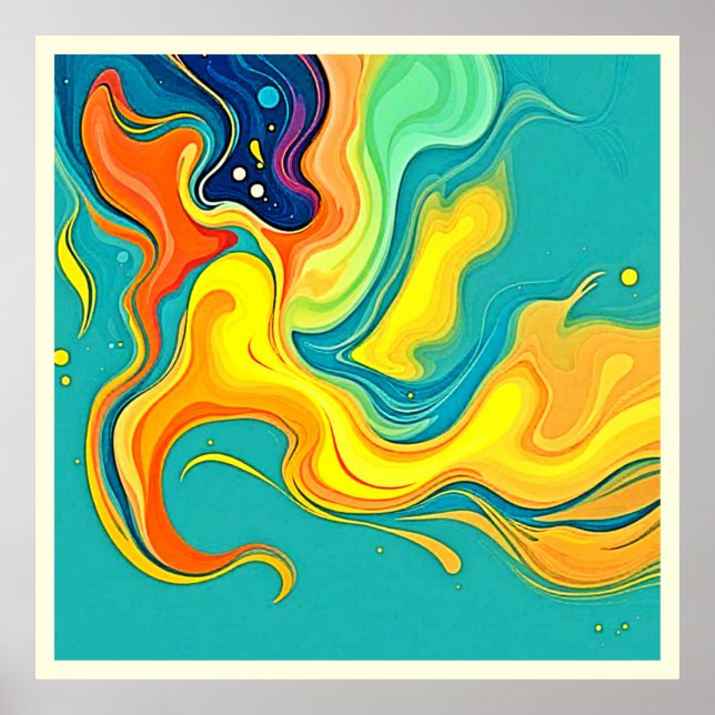 Fluidity of Joy: Abstract Waves Poster (Vorne)