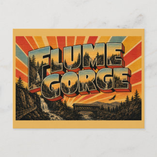 Flume Gorge New Hampshire Granit Wasserfall Wald Postkarte