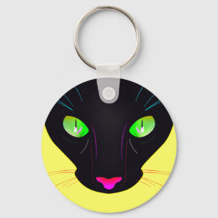 Fluorescent Green Cat Eyes Portrait Schlüsselanhänger