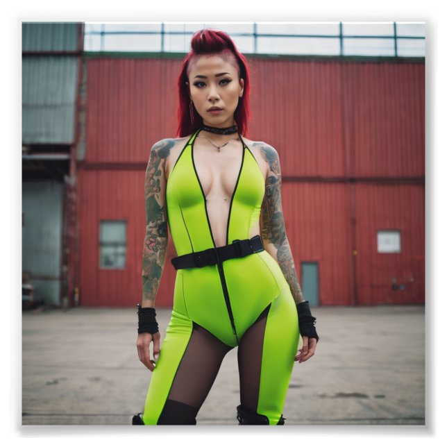 Fluorescent Industrial Oriental Punk Girl Fotodruck (Vorne)