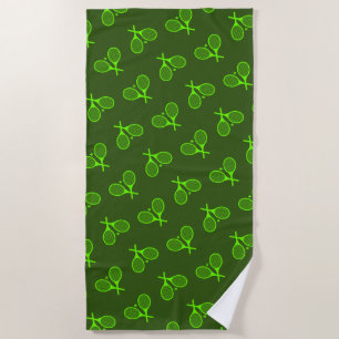 Fluorescent Neon Green Tennis Rackets Retro Strandtuch