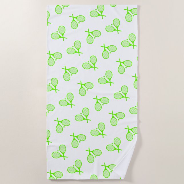 Fluorescent Neon Green Tennis Rackets Strandtuch (Vorderseite)