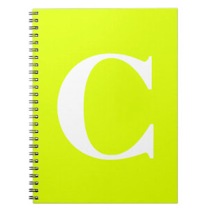 Fluoreszenz Chartreuse Yellow Neon Name Monogram Notizblock