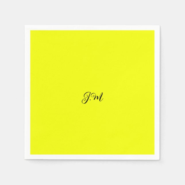 Fluoreszenz Neon gelbe Vollfarbeninitialen Name Serviette (Vorderseite)