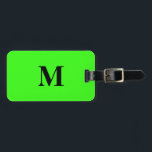 Fluoreszenz Neon Green farbige Monogramme Name Gepäckanhänger<br><div class="desc">Mit Monogramm Anfangs- und auch persönliche Daten wie Name,  Adresse,  Telefonnummer und E-Mail,  die Sie bearbeiten können. Mit einem schönen,  soliden Neon-Grün-Hintergrund können Sie die Farbe ändern,  wenn Sie möchten. Coole Geschenkidee für ihn oder sie.</div>