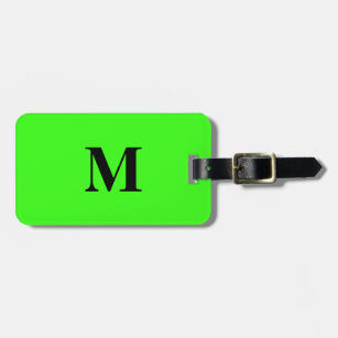 Fluoreszenz Neon Green farbige Monogramme Name Gepäckanhänger