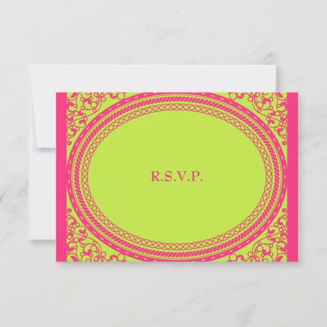 Fluoreszenz / Neon Wedding Reception UAWG RSVP Karte (Vorderseite)
