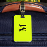 Fluoreszenzfarbmongramm der gelben Neonfarben von  Gepäckanhänger<br><div class="desc">Mit Monogramm Anfangs- und auch persönliche Daten wie Name,  Adresse,  Telefonnummer und E-Mail,  die Sie bearbeiten können. Mit einem attraktiven,  soliden neongelben Hintergrund können Sie die Farbe ändern,  wenn Sie möchten. Coole Geschenkidee für ihn oder sie.</div>
