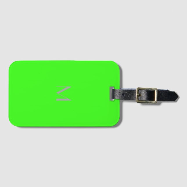 fluoreszierend grün - Monogramm hinzufügen Gepäckanhänger (Vorderseite (Horizontal))
