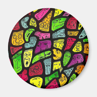 Fluoreszierende Cartoon-Seltsame-Gesichter-Zeichnu Magnet