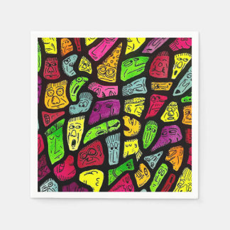 Fluoreszierende Cartoon-Seltsame-Gesichter-Zeichnu Serviette
