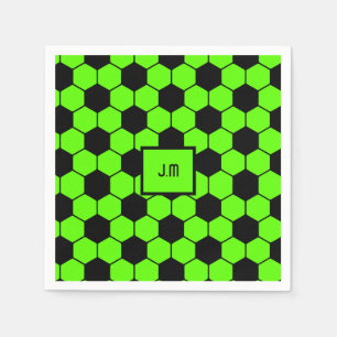 Fluoreszierende Neon-Green-Fußball-Fanspieler-Init Serviette