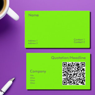 fluoreszierendes Grün -QR-Code Visitenkarte