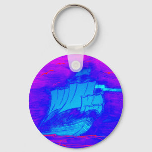 fluoreszierendes Segelboot 1 Schlüsselanhänger