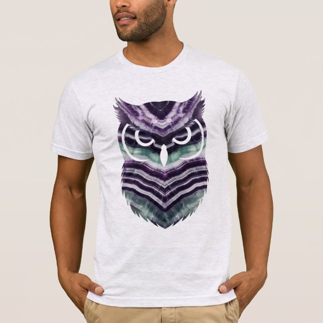 Fluorite Crystal Owl Silhouette T-Shirt (Vorderseite)