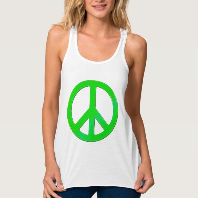 Fluoro Green Peace Symbol für den Weltfrieden Tank Top (Vorderseite)