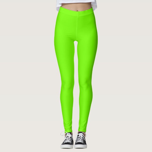 Fluoro Limon-grün Leggings (Vorderseite)