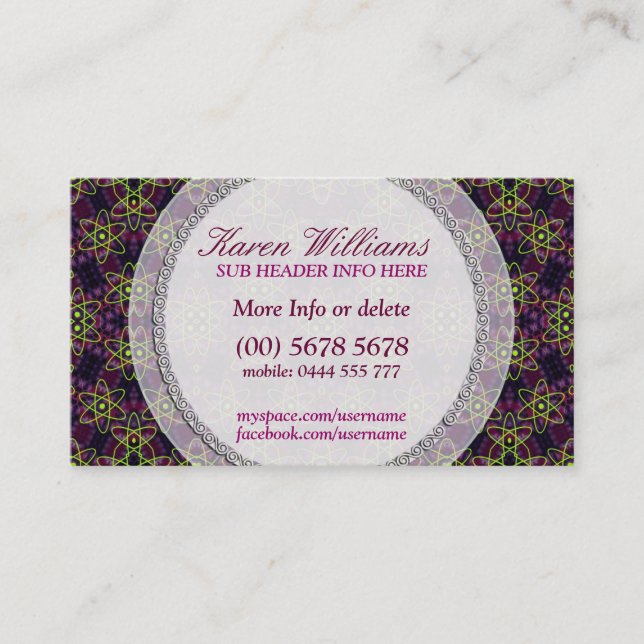 Fluro Green Space Science New Age Business Card Visitenkarte (Vorderseite)
