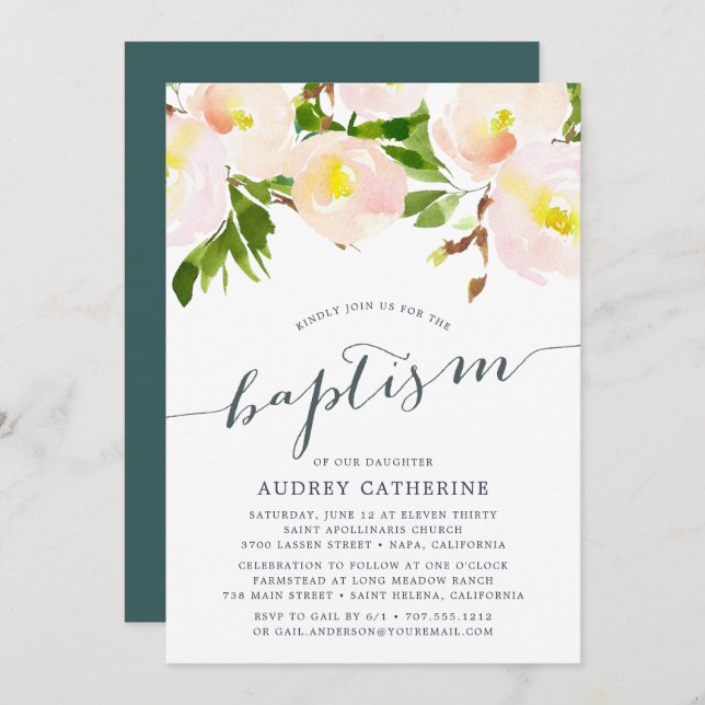 Flush de printemps | Invitation au baptême (Devant / Derrière)