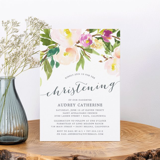 Flush de printemps | Invitation Christening (Créateur téléchargé)