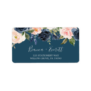 Flush et Navy Flowers Étiquettes de adresse Blue
