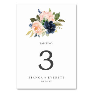 Flush et Navy Flowers   Numéro de table blanche