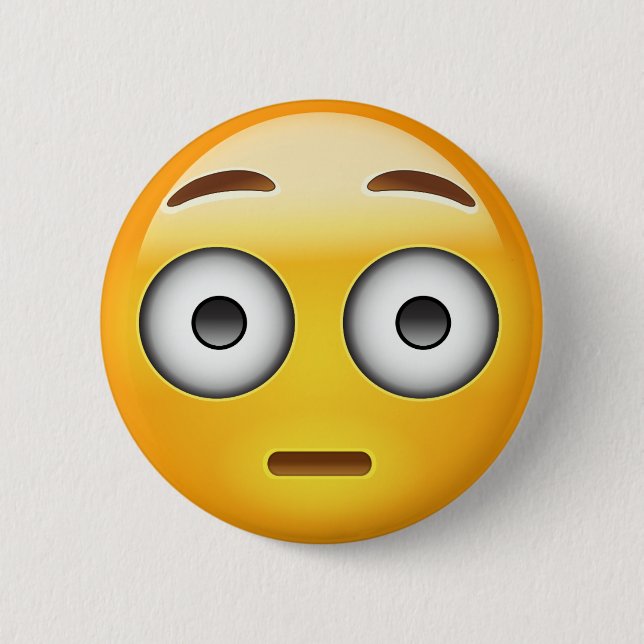 Flushed Face Emoji Button (Vorderseite)