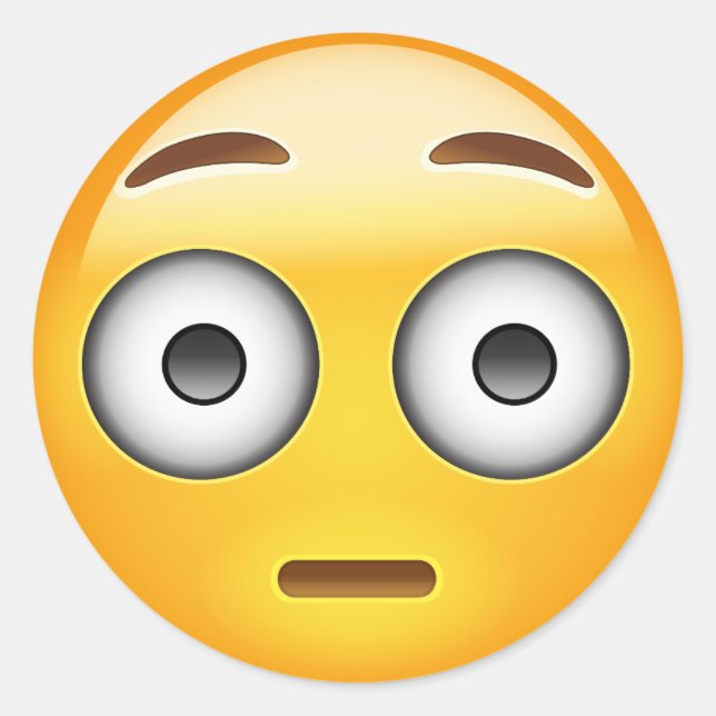 Flushed Face Emoji Runder Aufkleber (Vorderseite)
