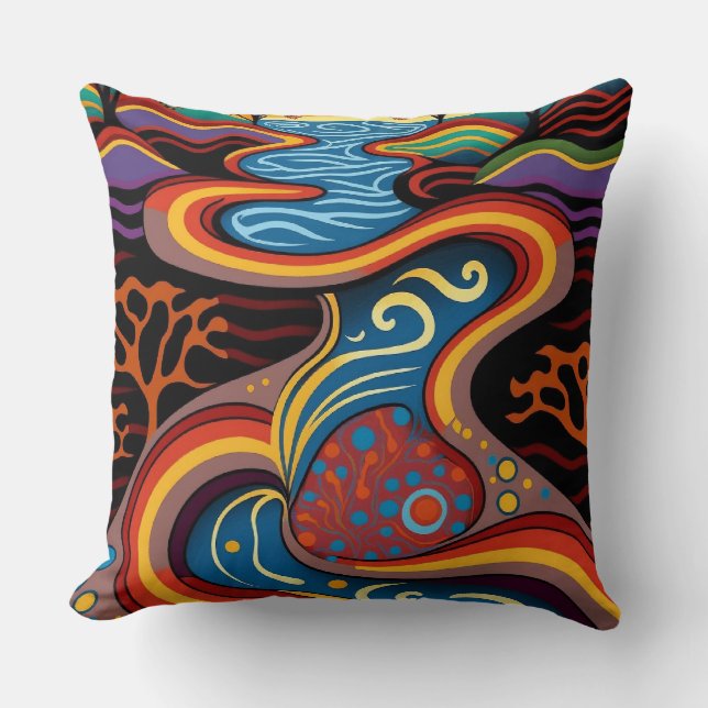 Fluss, Aborigine, Traumzeit. Kissen (Vorderseite)