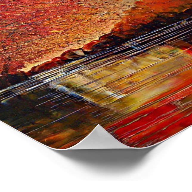 Fluss, abstrakte Malerei. Poster (Ecke)