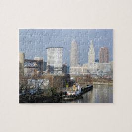 Fluss-Ansicht-(mit Schlepper) Puzzlespiel