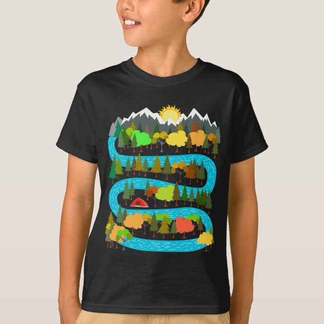 Fluss-Camping-Design T-Shirt (Vorderseite)