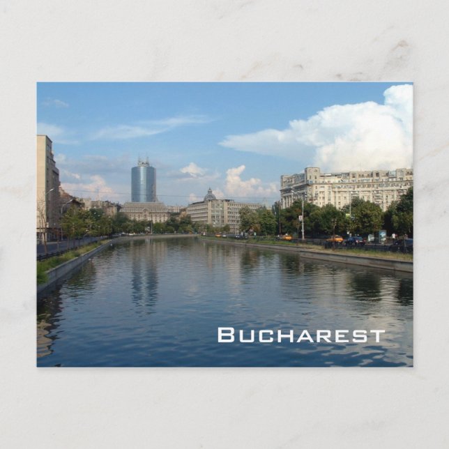 Fluss Dambovita - Bukarest Postkarte (Vorderseite)
