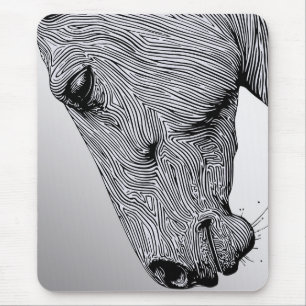 Fluss der wilden minimalistischer Linienkunst Pfer Mousepad