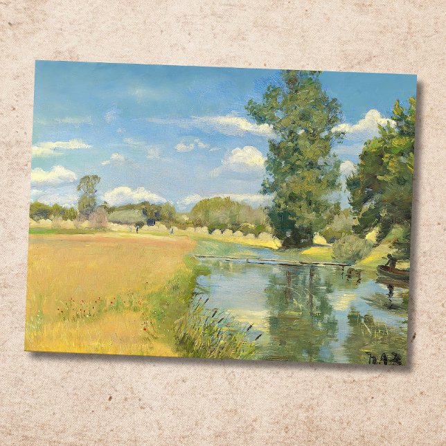 Fluss durch eine ernste Landschaft, Sommer Postkarte (Von Creator hochgeladen)