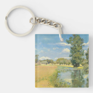 Fluss durch eine ernste Landschaft, Sommer Schlüsselanhänger