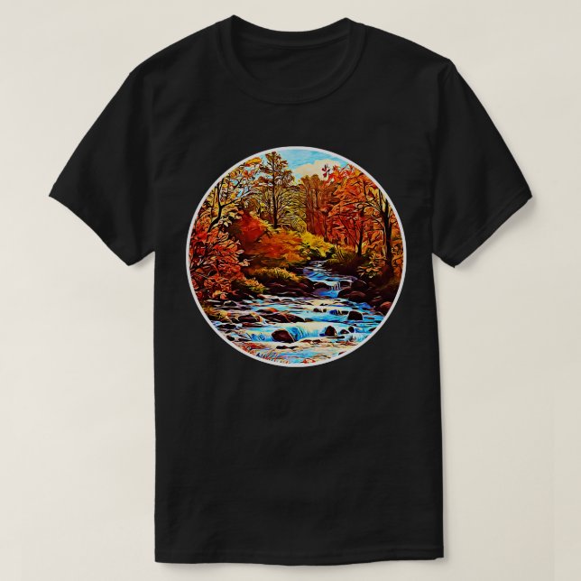 Fluss durch Herbstmalerei 2 T-Shirt (Design vorne)