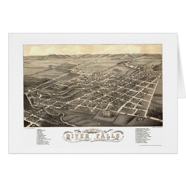 Fluss-Fälle, panoramische Karte WI - 1880 (Vorderseite (Horizontal))