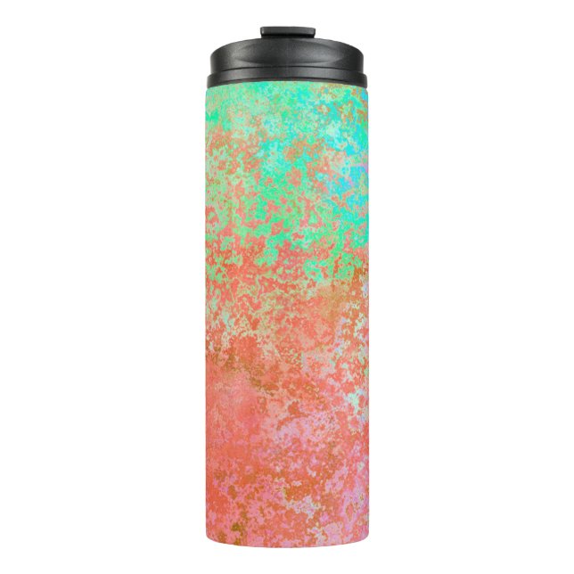 Fluss Feuer Orange Alkohol Tinte Abstrakt Thermosbecher (Vorderseite)