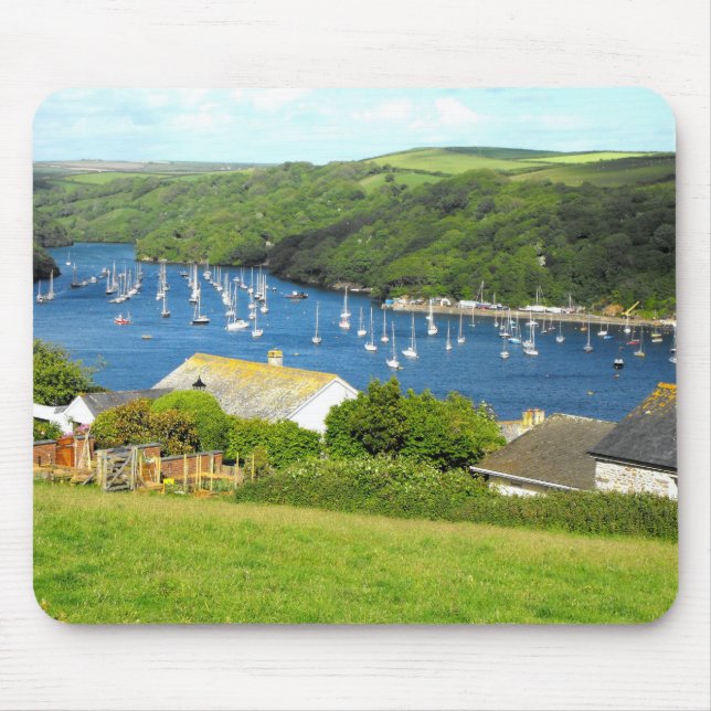 Fluss Fowey und Boote, Cornwall Mousepad (Vorne)