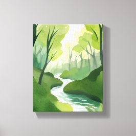 Fluss Green | Bemalung der Wasserfarbe Leinwanddruck
