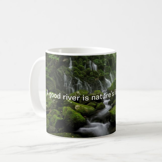 Fluss - Grünwald - Zitat Mix Kaffeetasse (Vorderseite Links)