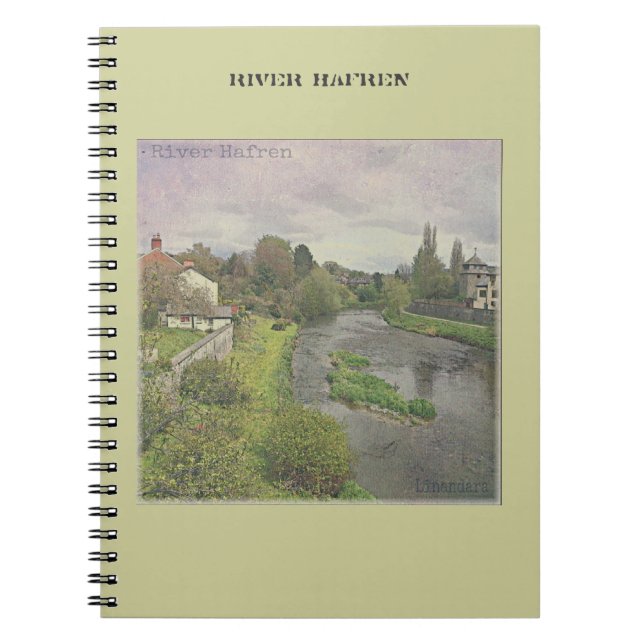 Fluss Hafren in Newtown, Powys Notizblock (Vorderseite)
