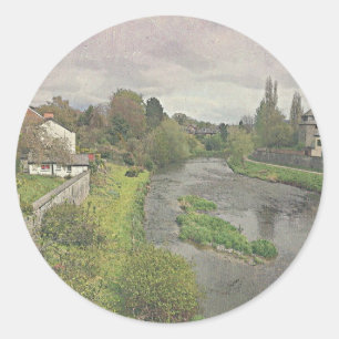 Fluss Hafren in Newtown, Powys Runder Aufkleber