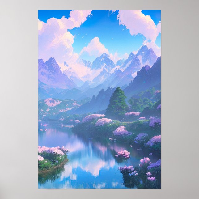 Fluss in einem schönen Tal Poster (Vorne)