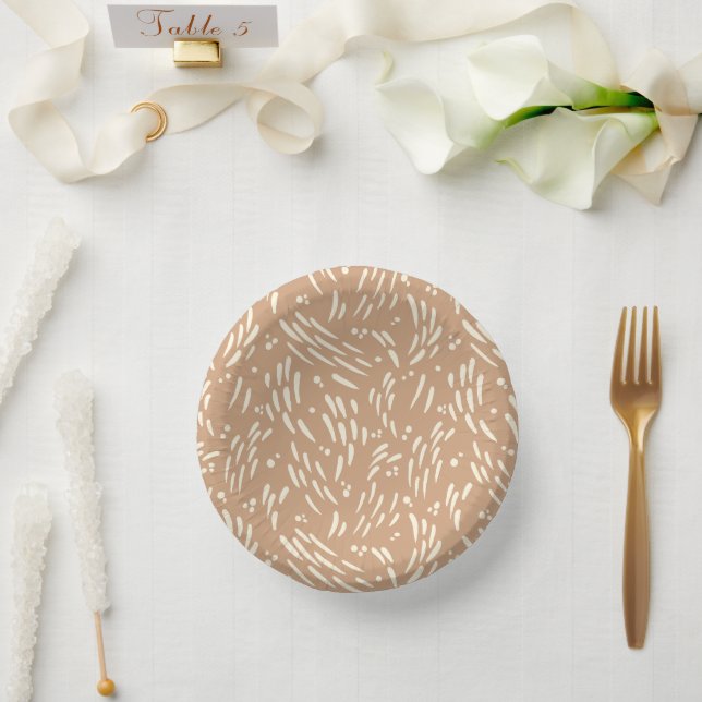 Fluss in Tan und Creme Pappteller (Hochzeit)