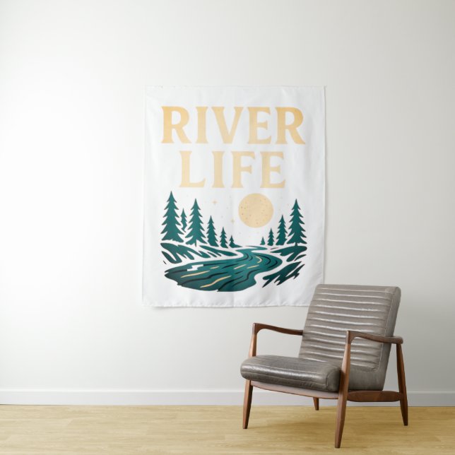 Fluss is Life Tapestry - Natur Inspiriert Wandteppich (Beispiel)